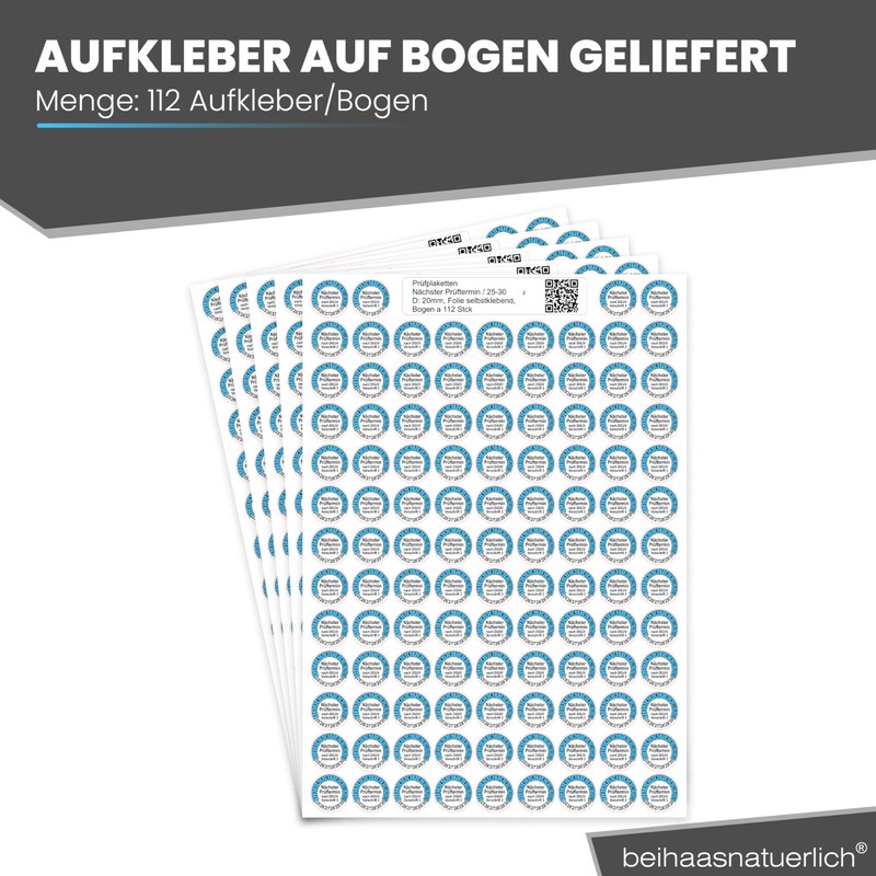 beihaasnatuerlich® Pack of 560 Test Badges "Next Test Date", 20
