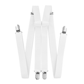 axy Braces for Men Wide 2.5 cm H Shape with 4 Braces Clips Extra Strong Adjustable Length, White
