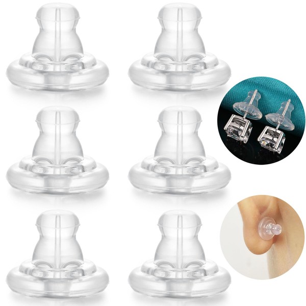 3 Pairs Earring Backs Replacements,Rubber Earring Backs for Droopy Ears,Hypoallergenic