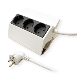 Bachmann 500,000 Peggy Power Strip with Clamp, 3x Earthing Contact Sockets, White, Grey