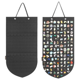 PACMAXI Hanging Brooch Pin Organizer, Display Pins Storage Case, Brooch Collection Storage Holder, Holds Up to 96 Pins.(Not Include Any Accessories) (Black, Small)