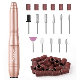 SUBAY Portable Electric Nail Drill Machine,Compact Electric Nail File for Acrylic Nails,Gel Nails,Dip Powder Nails,Manicure Pedicure Tools E file Nail Drill Come with 11Pcs Nail Drill Bits and 26PCS Sanding Bands for Salon Home Use ,Gold
