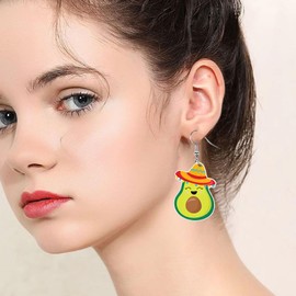 Cinco De Mayo Earrings For Women Cinco De Mayo Outfit Mexican Earrings For Women Cute Style Chili Pepper Cactus Racket Guitar Acrylic Earring Mexican Carnivals Party Jewelry Gifts (Avocado)