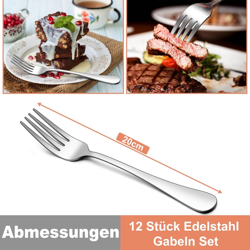 HaWare Stainless Steel Table Forks Set of 12, 20 cm