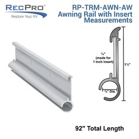 RecPro RV Awning Trim | Black or White Color Options | Aluminum | 92" Length | Made in The USA (2 Trim Pieces, White)