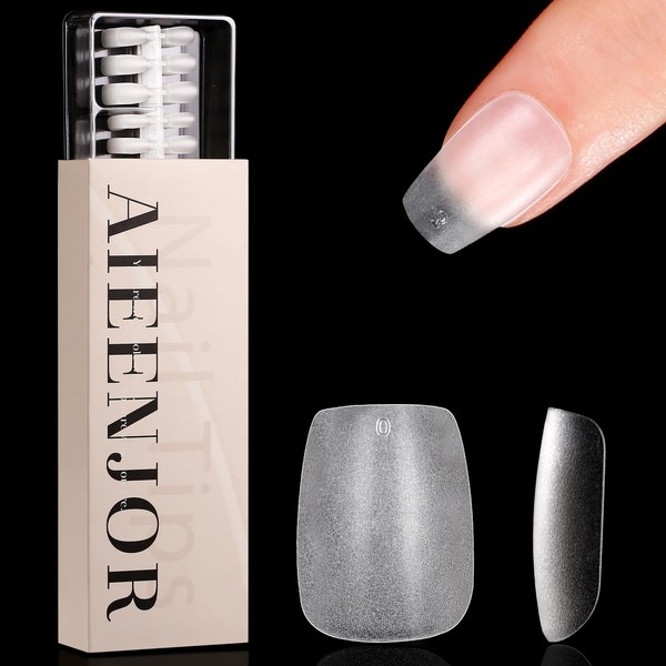 Aieenjor Nail Tips Short, 480 Pieces Extra Short Coffin, Full