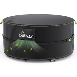 UIRWAY Fire Pit Cover 44 Inch Round, Waterproof Outdoor Fire Pit Cover, 600D Heavy Duty Oxford Fabric Firepit Cover with PVC Coating, Strong Tear & Windproof Patio Fire Pit Table Cover, Black
