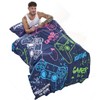Gamer Single Duvet Cover - Neon Gaming Controllers Design -