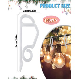 Yotako 150 Pcs Christmas Light Clips Gutter Clips for Hanging Outdoor Lights Christmas Light Hooks Weatherproof for Christmas Decoration