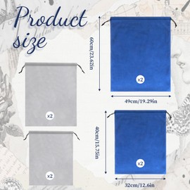 Aiyorse 8 Pcs Silver Storage Bags, Anti Tarnish Silver Storage Pouches Extra Large Fabric Silverware Protection Bags for Jewelry, Flatware, Trays (12.6×15.8in,19.3×23.6in)