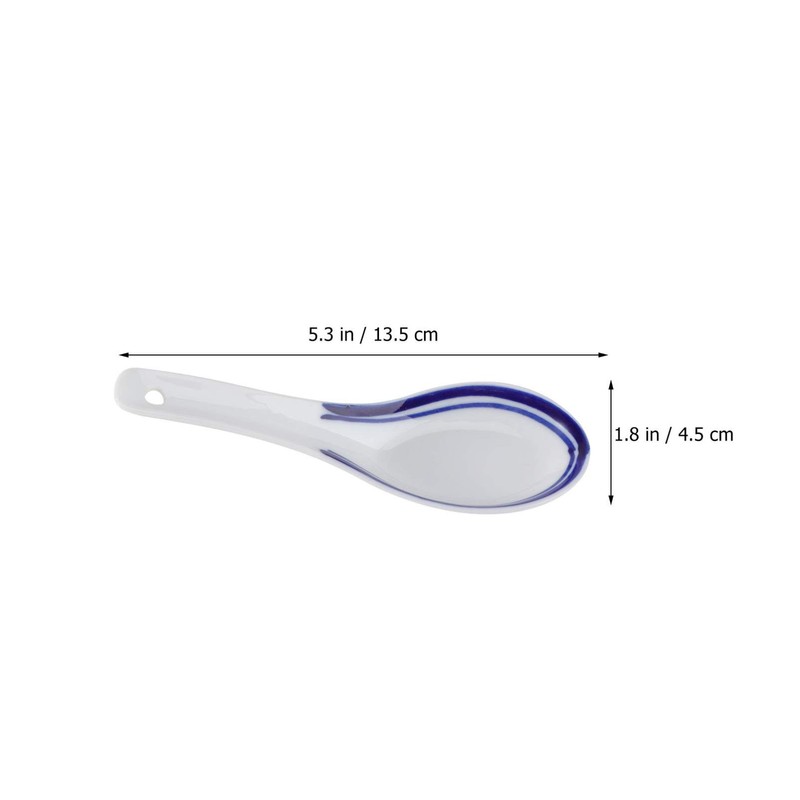 Healeved 5pcs Border Ceramic Spoon Multi-Functional Porridge and Soup Spoon
