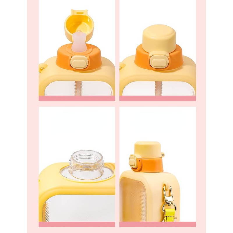 NUFR 24 Oz Square Transparent Water Bottle, Cute Portable Travel