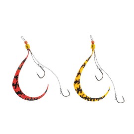 JACKALL Ranbu Bin Bin Switch Spare Rubber Hook Set, Steps, #10/#9, Orange & Red/Shimashima Set