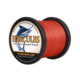 Hercules Super Cast 1000M 1094 Yards Braided Fishing Line 70 LB Test for Saltwater Freshwater PE Braid Fish Lines Superline 8 Strands - Red, 70LB (31.8KG), 0.44MM