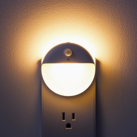 YUNLEX 2 Pack Plug in Night Light with Motion Sensor and Dusk to Dawn Sensor, Stepless Dimming, Warm White LED Nightlight with 3 Lighting Ways for Bathroom, Bedroom, Kitchen, for Kids, Adults