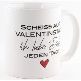 PICSonPAPER Tasse Scheiss auf Valentinstag, Valentinstag-Geschenk, Valentinstagsgeschenk für Sie und Ihn, Kaffeetasse, Keramiktasse