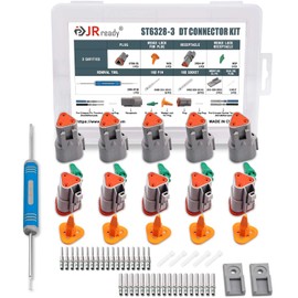 JRready Deutsch Connector 3 Pin Connector Kits with Size 16 Solid Contacts(14-20AWG), ST6328-3 Waterproof DT Series Connector 3 Pin 5 Sets and Deutsch Pin Removal Tool DRK-RT1B with Mounting Clips
