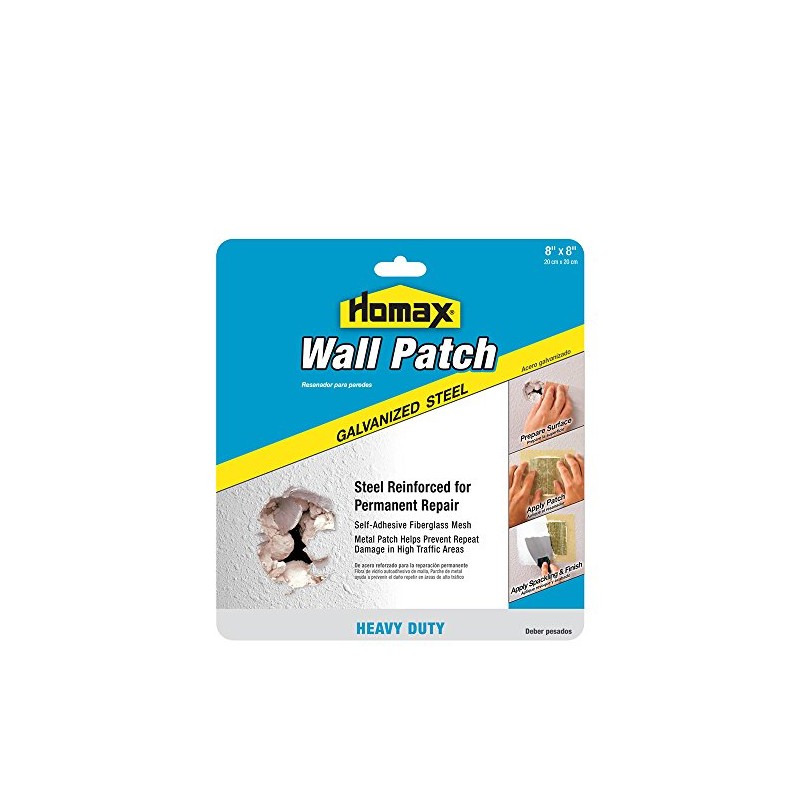 Homax Wall Patch, Galvanized Steel, 8"x8", Heavy Duty Patch, Repairing