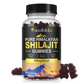 Shilajit Gummies, Pure Himalayan Shilajit Gummies with 100% Shilajit, Shilajit Organic Gummies Rich in Fulvic Acid 85+ Trace Minerals Suitable for Men & Women, Non-GMO - 60 Gummy