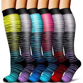 Calcetines de compresión para mujeres y hombres, mejores médicos, para correr, atletismo, venas varicosas, viajes, 6 pares surtidos 06, Small / Medium
