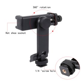 Leenconghui Multifunctional Universal Cell Phone Tripod Mount Adapter 360 Rotation Camera Hot Shoe Phone Holder Compatible with Canon Nikon Sony DSLR
