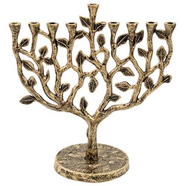 Menorah Tree of Life Antique Gold Finish (Tree of Life Antique Gold Finish)