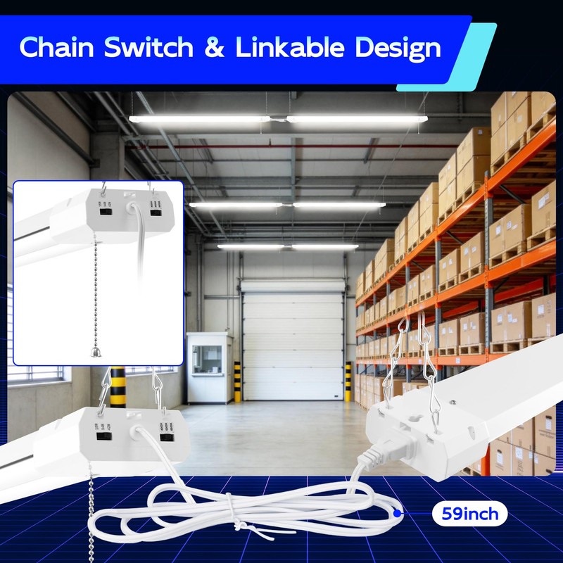 hykolity 4FT LED Shop Light with Reflector,5500LM,3 Power Level&3CCT