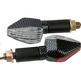 MotorToGo 2pcs Carbon Fiber LED Turn Signals Lights Blinkers Compatible for 2007 Kawasaki Ninja ZX6R ZX600P
