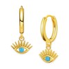 Frigotine Dainty Gold Small Evil Eyes Dangle Hoop Earrings for