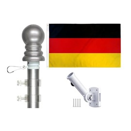 3x5 Germany Flag and Flagpole Set International 3x5 foot Tanglefree Flag Pole Set Includes Flag 6 ft Pole and Bracket (Germany Spinner Pole Flag Set)