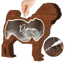 Pug Dog Hair Keepsake Box Wooden Pet Fur Gifts for Dog Cat Unique Dog Shape Standable Tabletop Decoration Pet Dog Memorial Idea Gift for Pet Lover Family Friends Storing Hair Teeth Ashes PS16-21M