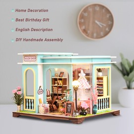 DIY Miniature House Kit with LED Light,Tailor Shop Mini House Building kit,Tiny House Kit 3D Wooden Craft Mini Model Kit,DIY Dollhouse Miniature Kit for Adults Teen