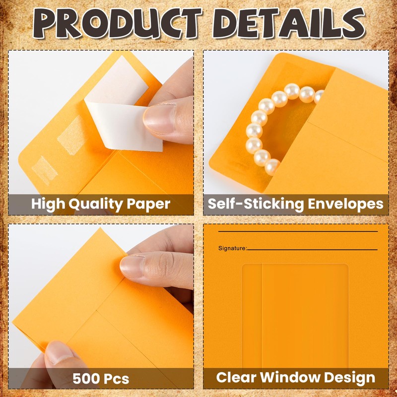 Engrowtic 500 Pcs Jewelry Repair Envelopes Bulk, 3 1/8 x