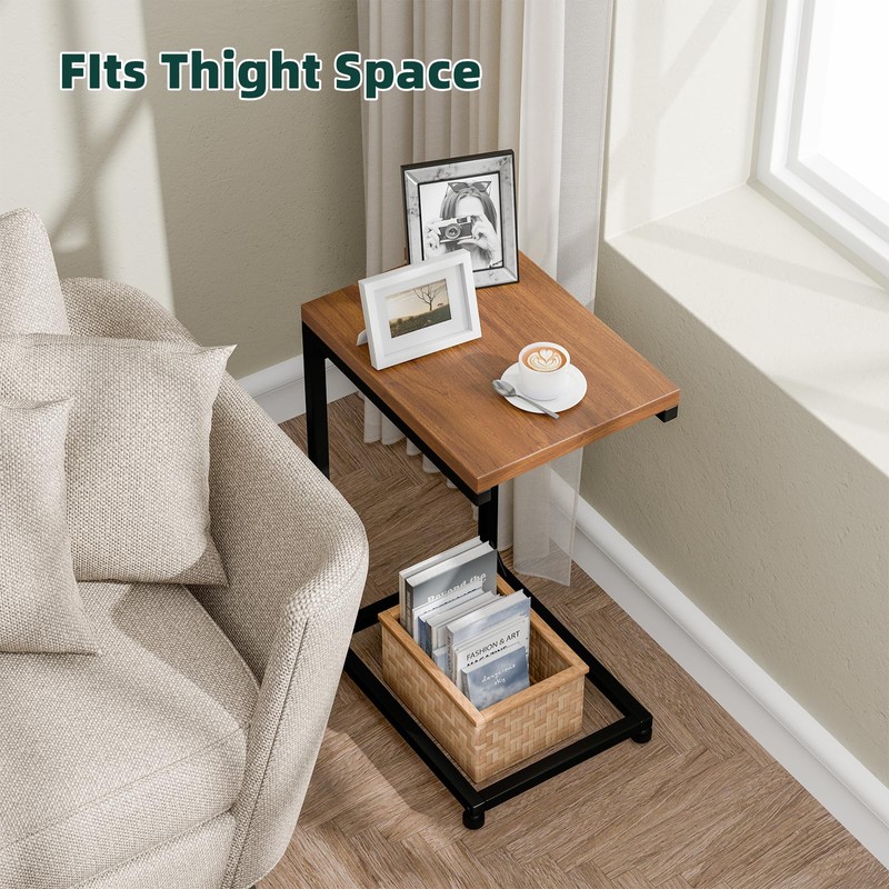 Ekisemio C Table for Sofa, C Shaped End Table with