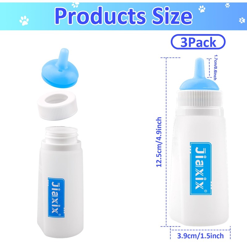 3 Pack Kitten Silicone Bottle Feeding Kit,Nipple & Feeding Kit