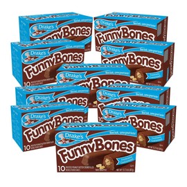 Drake's Funny Bones, 10 Boxes, 100 Twin-Wrapped Peanut Butter Creme-Filled Cakes