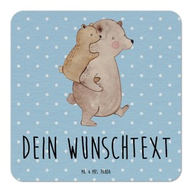 Mr. & Mrs. Panda Personalisierter Bierdeckel Papa Bär 25er Set - Personalisierte Geschenke, Tischdeko personalisiert, Schwester, Vatertag, Sohn,