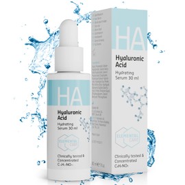 Hyaluronic Serum High Dose 30 ml – Instant Hydration of the Skin in 1 Hour by 155% – Hyaluronic Acid Serum Face – Dark Circles Removal, Anti Ageing, Anti Wrinkle, Moisturiser – Skincare – Elemental Care