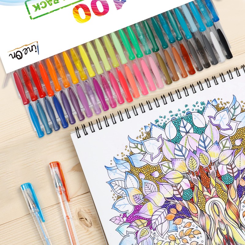 Lineon Gel Ballpoint Pens, Color Ballpoint Pens, 100 Pack, Gel