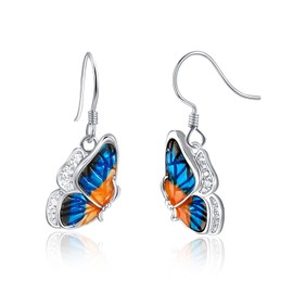 TANGPOET Butterfly Earrings Sterling Silver Hypoallergenic Earrings for Sensitive Ear Butterfly Jewelry for Women Teens Girls, Sterling Silver, sterling silver