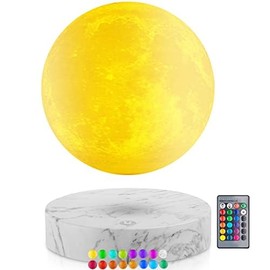 Vnemofey Floating Moon Lamp, 16 Galaxy Colours, Magnetic Floating Moon Lamp, 3D Rotating with Brightness Adjustable, Gifts for Children, Friends, Cool Gadgets, Home Decor, 5.9 Inches