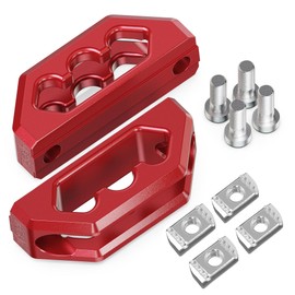 RENO Bed Rail Cleats, Aluminum Tie Down Anchors for Cargo Trailer Compatible with 2022+ Maverick / 2015+ F150 Raptor/ 2019+ Ranger Bed Hooks, Replaces NZ6Z26000A64A, NZ6Z-26000A64-A (Red, 2PCS)