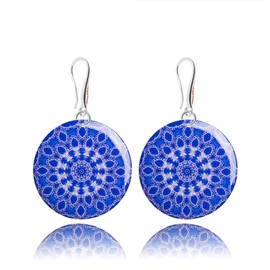Boho Mandala Dangle Earrings for Women, Bohemian Statement Jewelry (Style N 13 - Purple Blue)