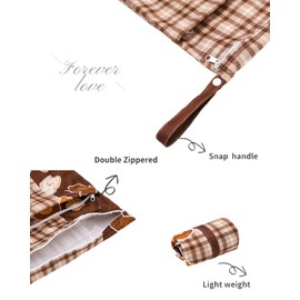 ALVABABY 2pcs Cloth Diaper Wet Dry Bags Waterproof Reusable with Two Zippered Pockets Travel Beach Pool Daycare Soiled Baby Items Yoga Gym Bag for Swimsuits or Wet Clothes 2LMD08A