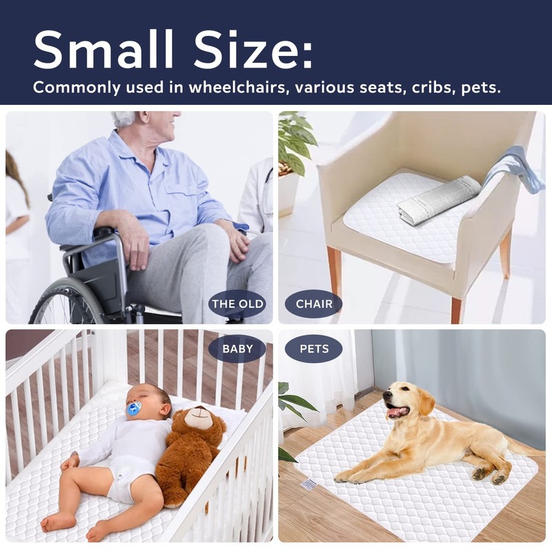 Non-Slip Bed Pads for Incontinence,20"X24" (3 Pack),Waterproof Washable Underpads and