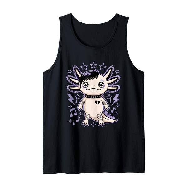 Emo Axolotl Gothic Axolotl Design Alternative Goth Axolotl Tank Top