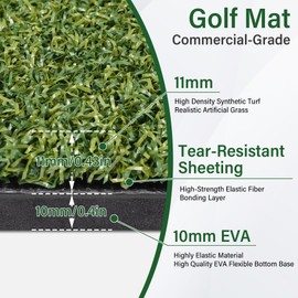 Golf Mat,Elite Golf Hitting Mats Practice Outdoor & Indoor,5x4ft Turf Driving Range Mats for Golf Simulators and Practice with 10 Balls,9 Tees,21mm Thickening Domivans