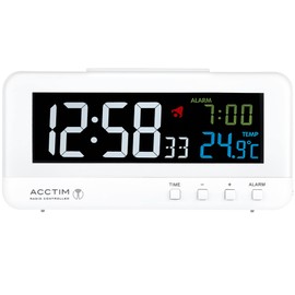 Acctim Rialto Stylish Radio Controlled Alarm Clock Displaying Time Alarm Time/Date and Indoor Temperature