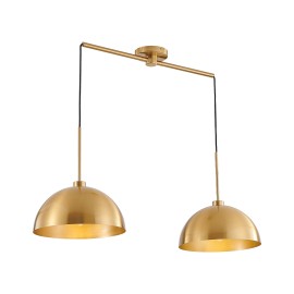 Golden Modern 2-Light Pendant Island Light Fixture, Hanging Lights for Kitchen, Living RoomShade color: Golden, Lamp Power(W): 0-120W (no nulbs), Number of Lights: 2 Bulbs, Product Size: 105*35*60