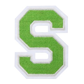 sourcing map Iron on Letter Patches, 3 Inch Letter S, Iron on Letter Patches Large, Embroidered Letter Patches Applique Patches Iron on for Clothes Hats, Green